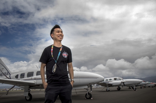 Jonathan Leung on a tarmac